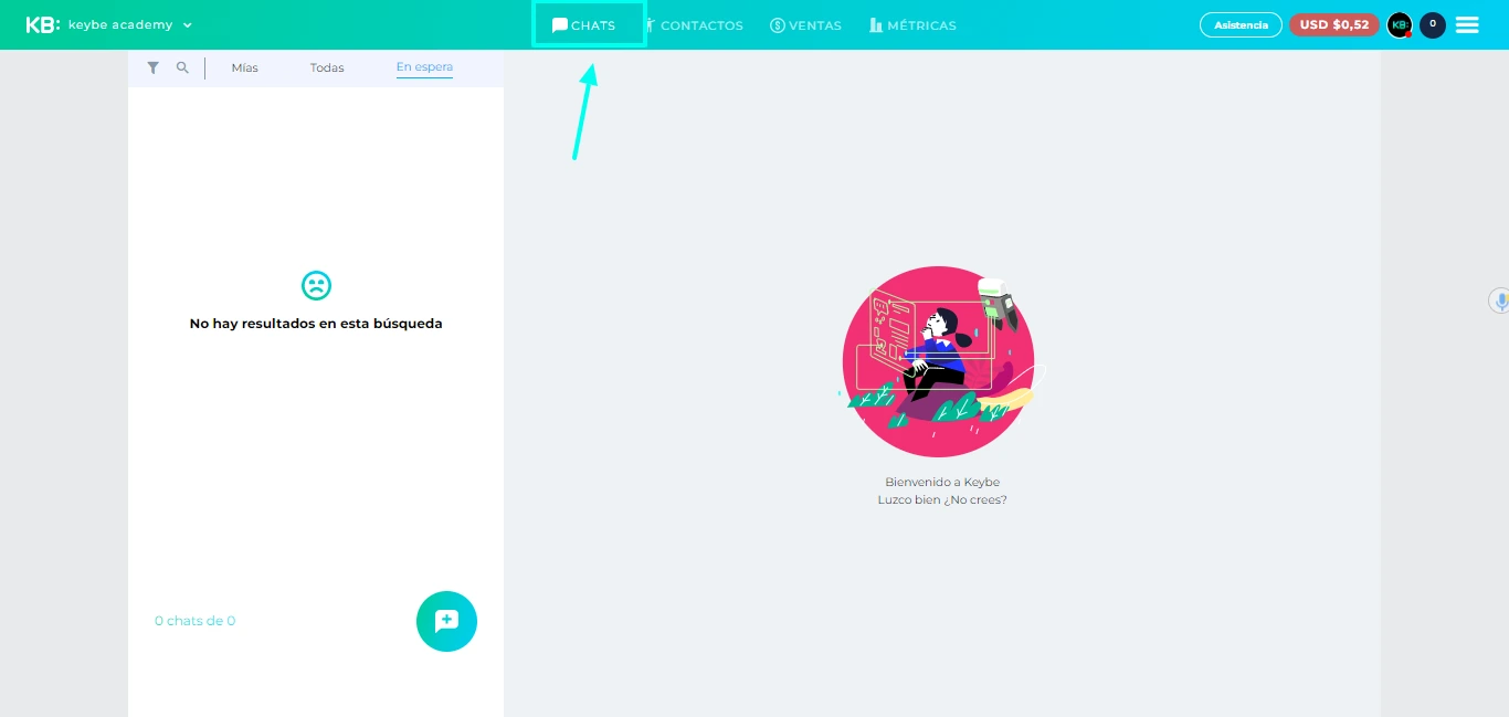 KB: Keybe como acceder a la seccion chat Keybe App